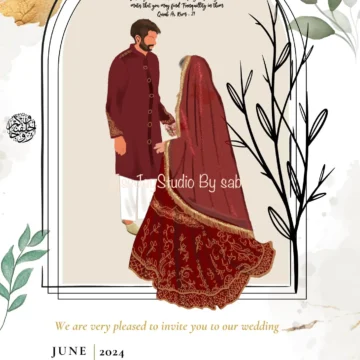 Wedding /Nikkah invitation Groom & bride holding hands