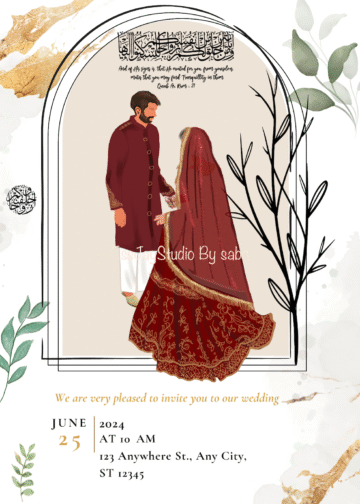 Wedding /Nikkah invitation Groom & bride holding hands