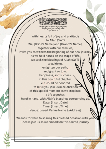 Wedding /Nikkah invitation Groom & bride holding hands - Image 2