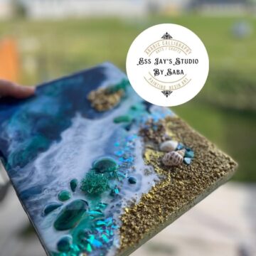 Ocean Themed wall hanging/Agate painting-Luxury Resin Geode art